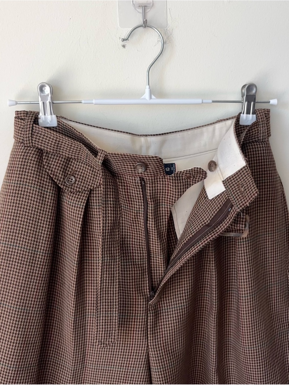 Vintage Ralph Lauren Blue Label 100% Wool Houndstooth Shorts Sz 10 Pleated MiUSA - Picture 6 of 16